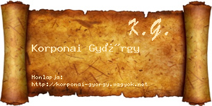 Korponai György névjegykártya